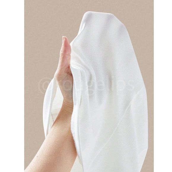 White Rib Knit Racer Back Front Casual Basic Tank Top Shirt - Picture 8 of 9